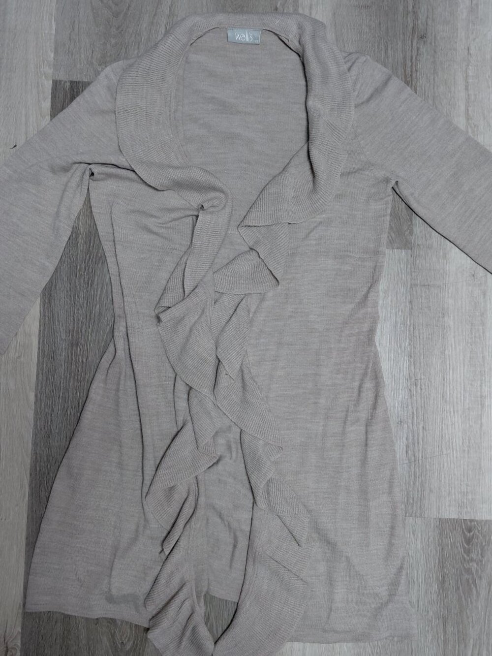 Wallis 3/4 Sleeve Open Front Knit Cardigan, Women's Large Khaki